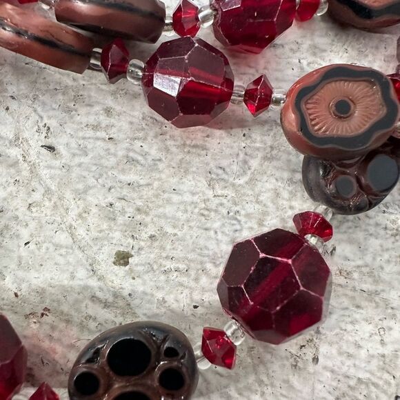 Vintage 1950s German Unusual Beaded Necklace And Earring Set - Picture 6 of 11